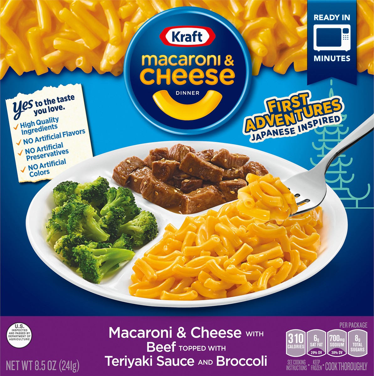 slide 12 of 14, Kraft Macaroni & Cheese First Adventures Teriyaki Beef and Broccoli Frozen Dinner 8.5 oz. Box, 8.5 oz