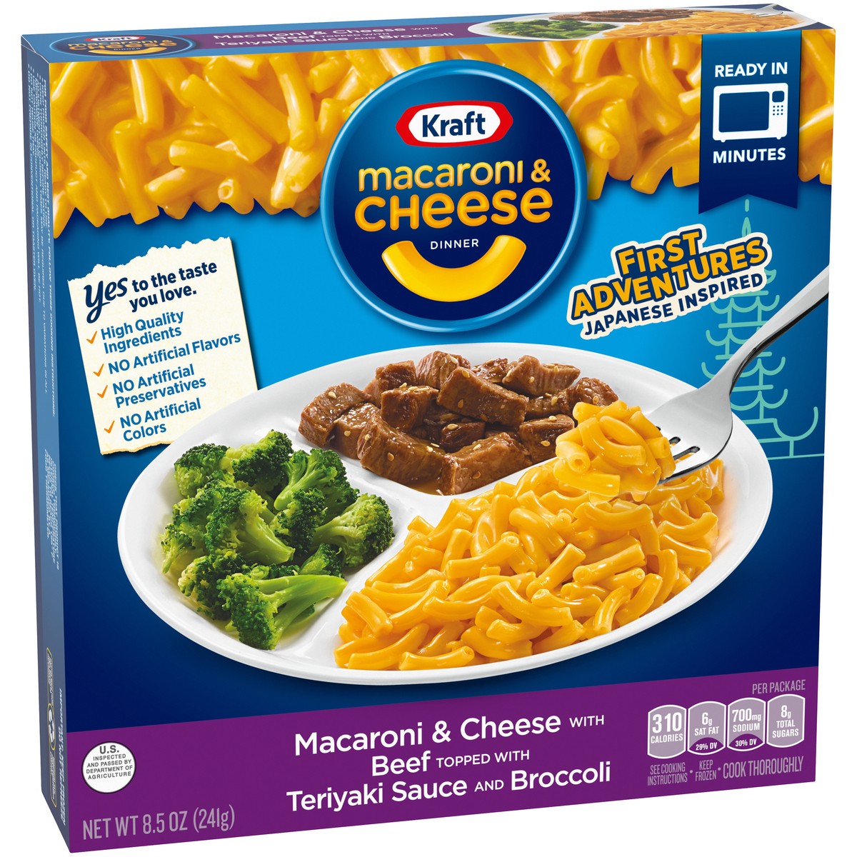slide 6 of 14, Kraft Macaroni & Cheese First Adventures Teriyaki Beef and Broccoli Frozen Dinner 8.5 oz. Box, 8.5 oz