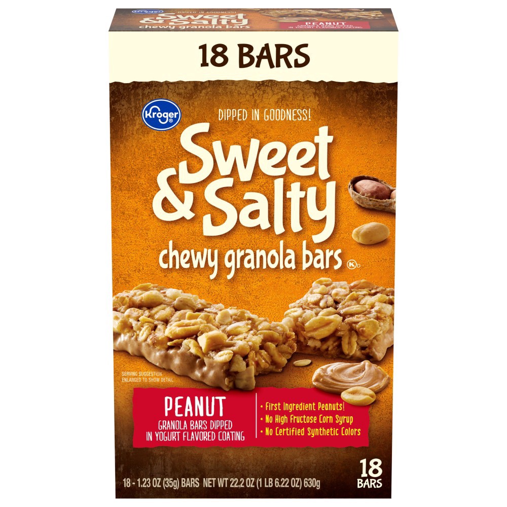 slide 2 of 2, Kroger Sweet & Salty Peanut Granola Bars, 18 ct / 22.2 oz