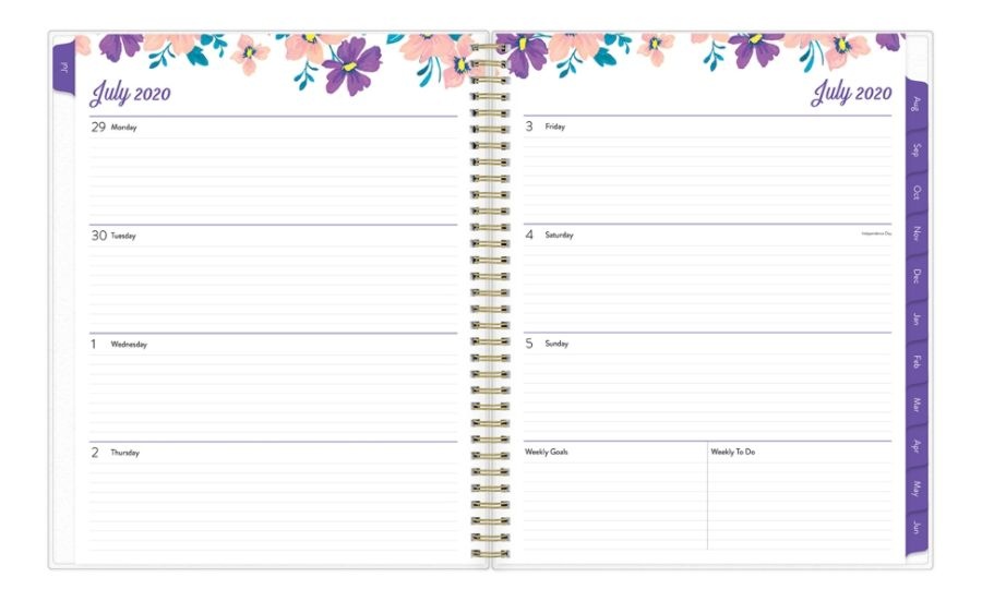 slide 3 of 3, Blue Sky Polypropylene Academic Weekly/Monthly Planner, 8-1/2'' X 11'', Multicolor, July 2020 To June 2021, 117899-A, 1 ct