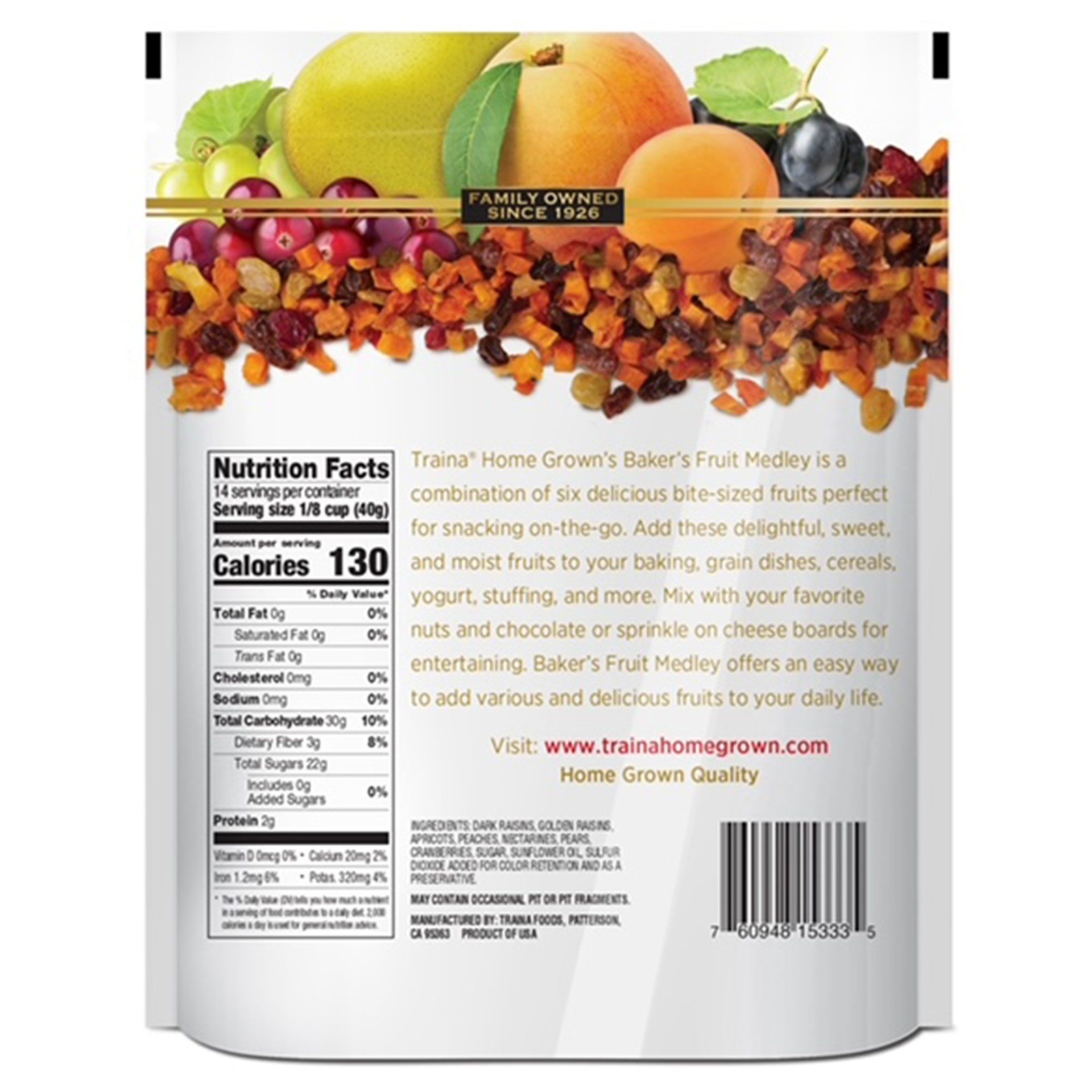 slide 2 of 2, Traina Dried Fruit Inc Traina Foods Bakers Fruit Medley Bites, 