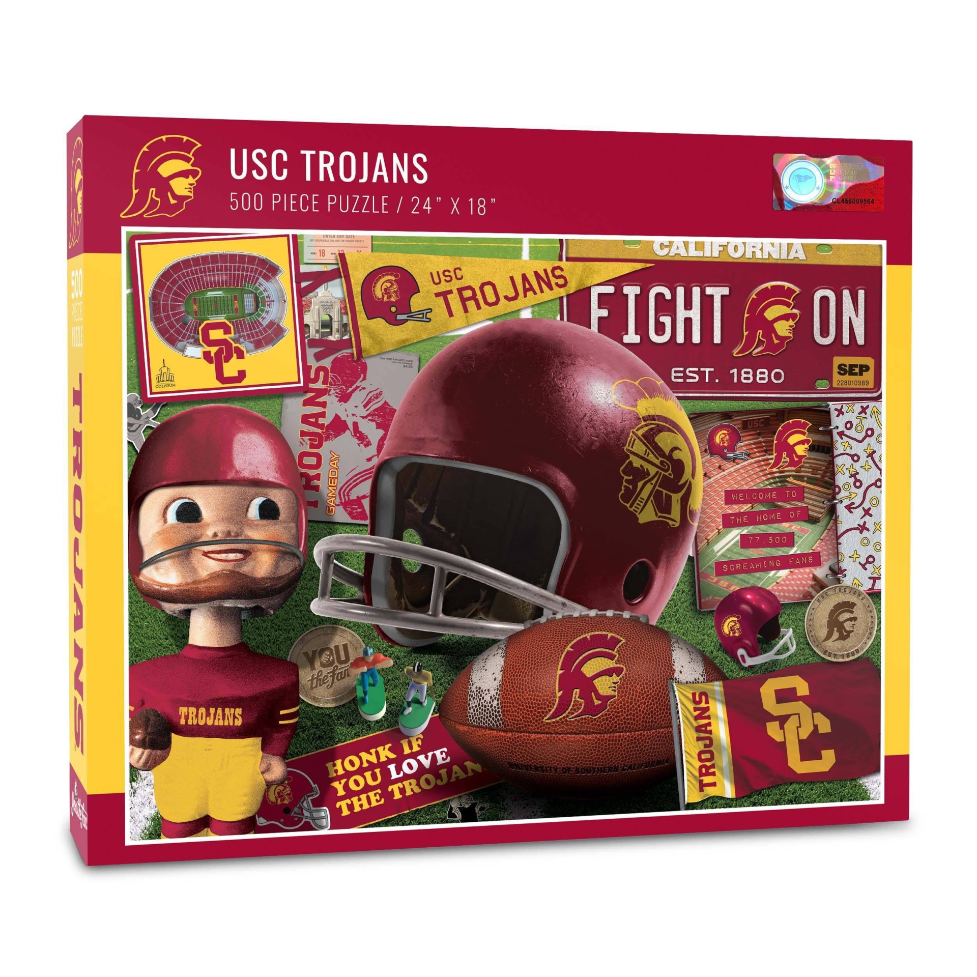 slide 1 of 3, NCAA USC Trojans Throwback Puzzle, 500 ct