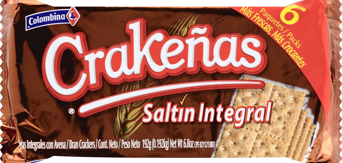 slide 3 of 5, Colombina Crakenas Wheat Bran and Oat Crackers 6-4 ct Packs, 6 ct