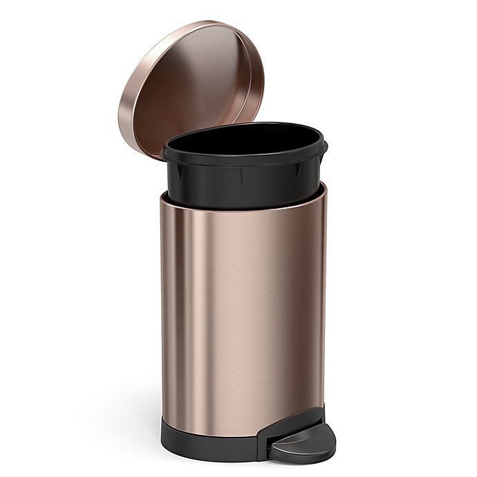 slide 2 of 2, simplehuman Semi-Round Step Can - Rose Gold, 6 liter