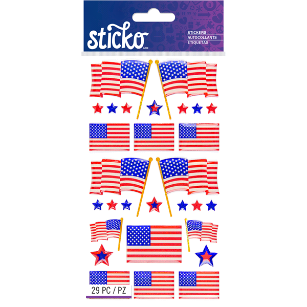 slide 1 of 1, Sticko Stickers Flag Day, 29 ct