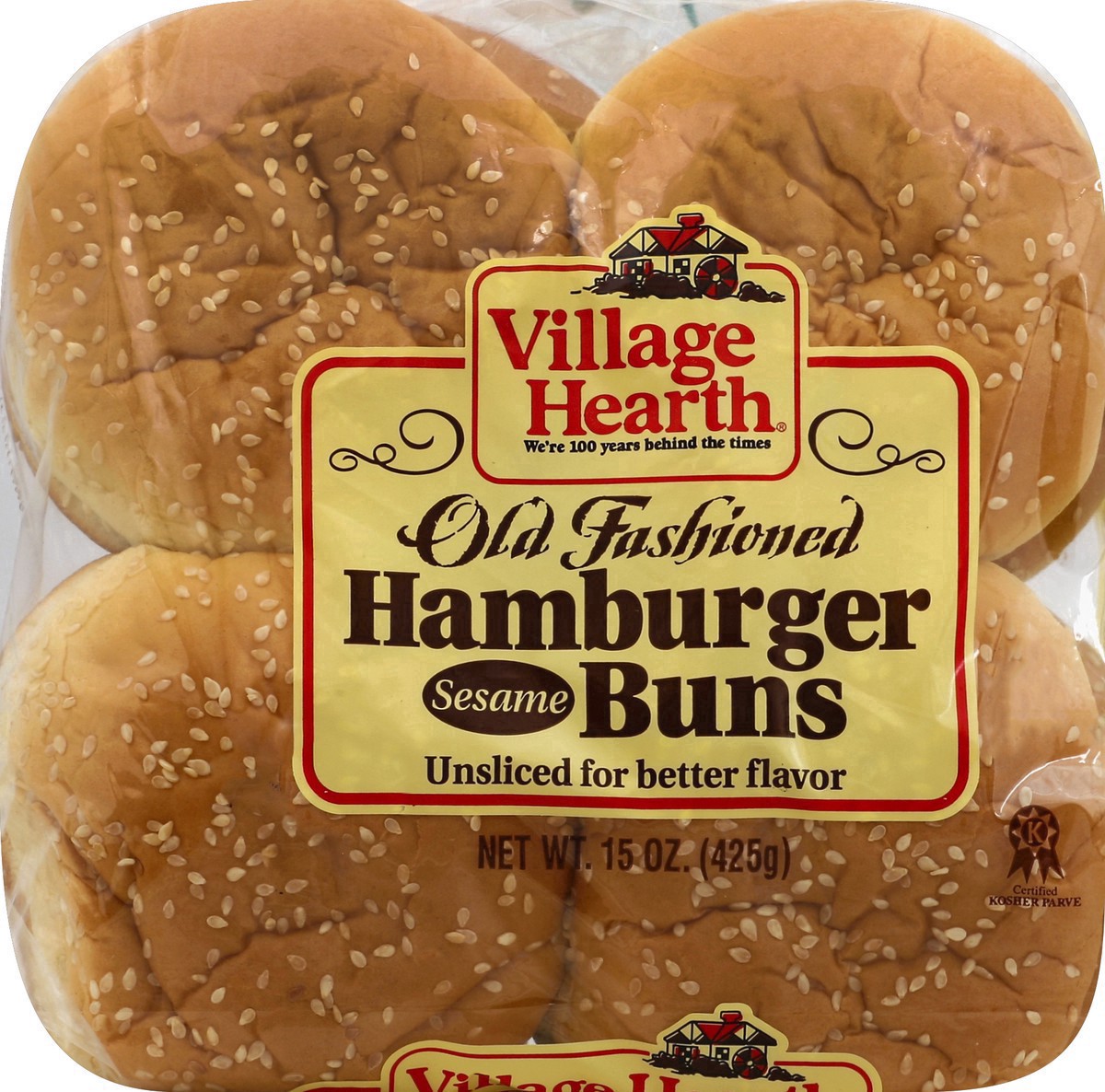 slide 7 of 13, Village Hearth Old Fashioned Sesame Hamburger Buns 15 oz, 15 oz