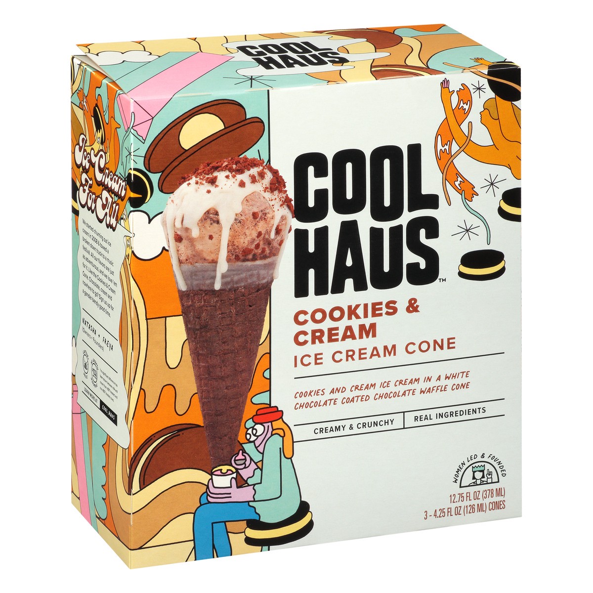 slide 3 of 9, Coolhaus 3 Pack Cookies & Cream Ice Cream Cone 3 ea, 3 ct