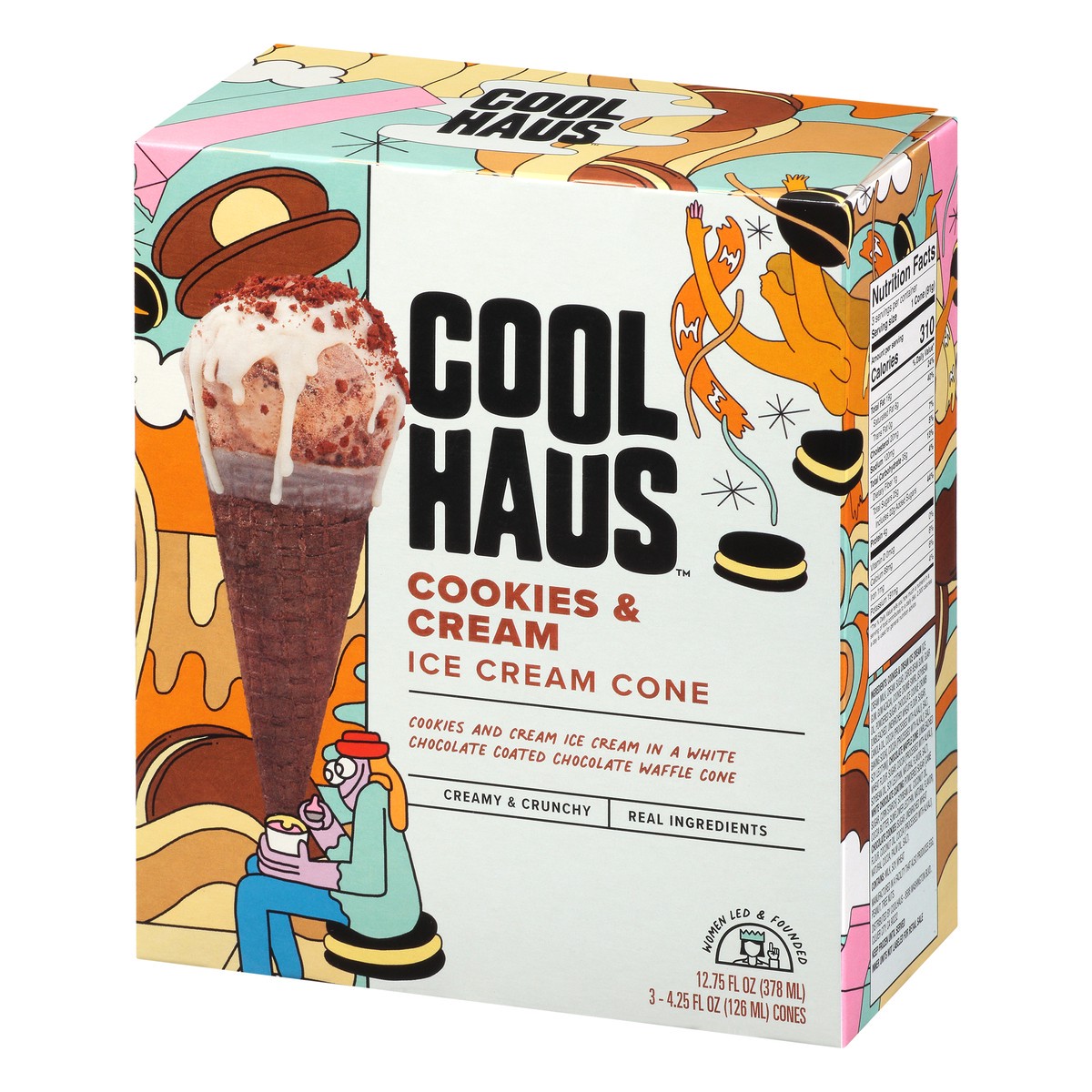 slide 2 of 9, Coolhaus 3 Pack Cookies & Cream Ice Cream Cone 3 ea, 3 ct