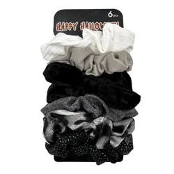 Halloween Scrunchies, Black/White/Grey, Assorted Colors, 6 Count