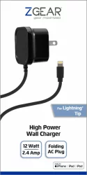 Zgear Lightning Cable High Power Wall Charger - Black