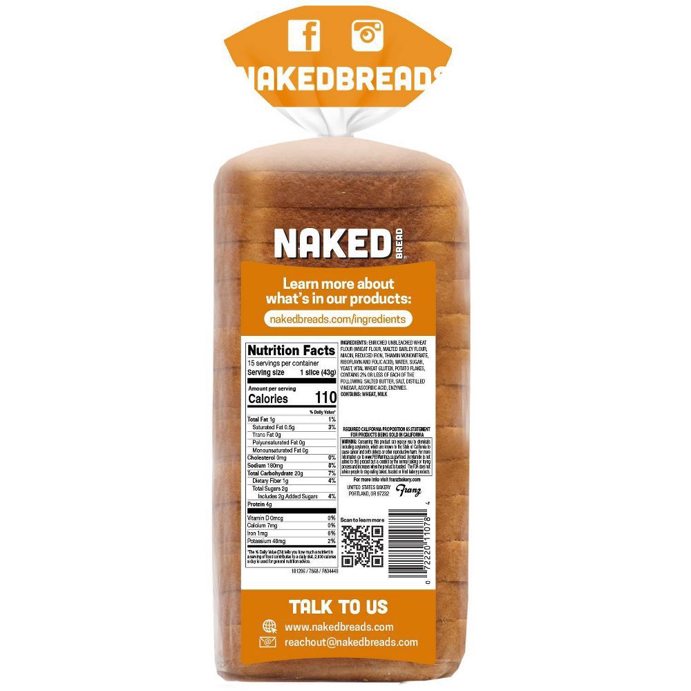 slide 2 of 6, Naked Bread - Potato Sandwich Bread 22.5oz, 22.5 oz