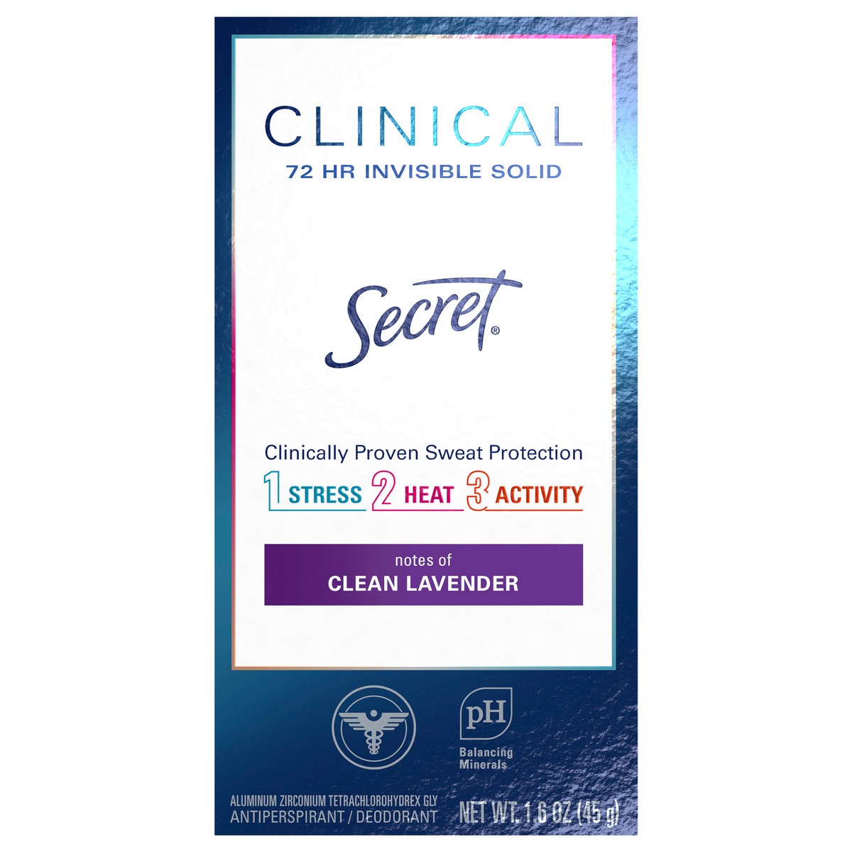 slide 1 of 2, Secret Clinical Strength Invisible Solid Antiperspirant and Deodorant for Women, Clean Lavender, 1.6 oz, 1.6 oz