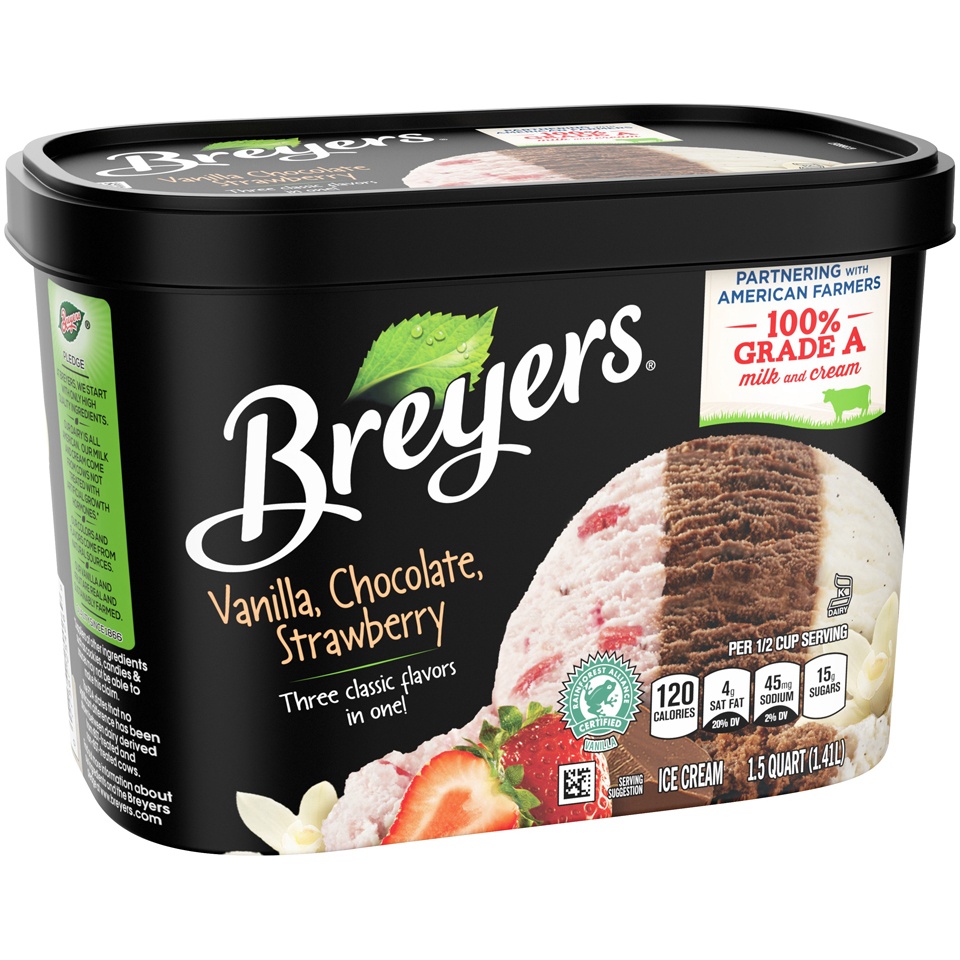 slide 2 of 5, Breyers Original Vanilla Chocolate Strawberry Ice Cream, 1.5 qt