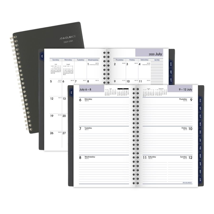 slide 5 of 10, At-A-Glance Dayminder Academic Weekly/Monthly Planner, 5'' X 8'', Charcoal, July 2020 To June 2021, Ayc20045, 1 ct