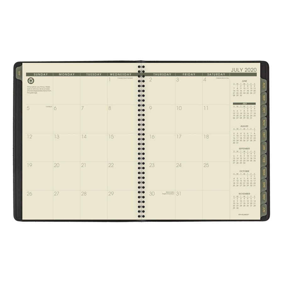 slide 4 of 4, At-A-Glance Recycled Academic Weekly/Monthly Appointment Book/Planner, 8-1/4'' X 11'', 100% Recycled, Black, July 2020 To June 2021, 70957G05, 1 ct