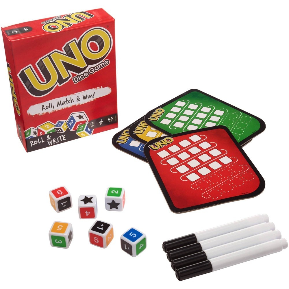 slide 6 of 6, UNO Roll & Write Card Game, 1 ct