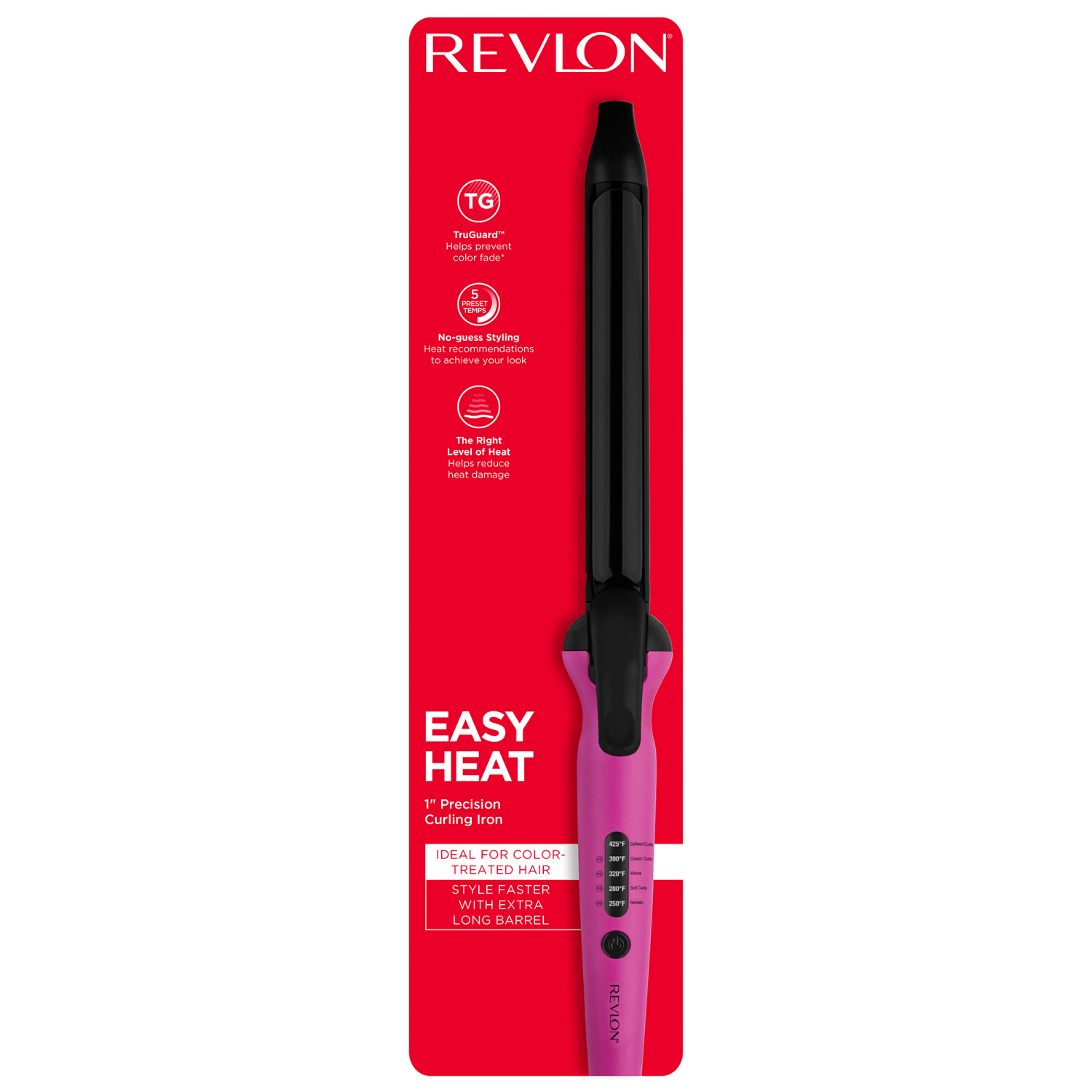 slide 1 of 5, Revlon Easy Heat Precision Hair Curling Iron - 1", 1 ct