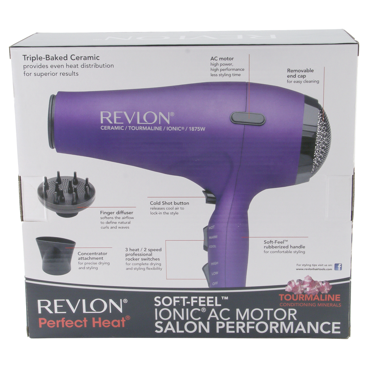 slide 2 of 5, Revlon Salon 1875W Fast Drying AC Motor Hair Dryer - Purple, 1 ct