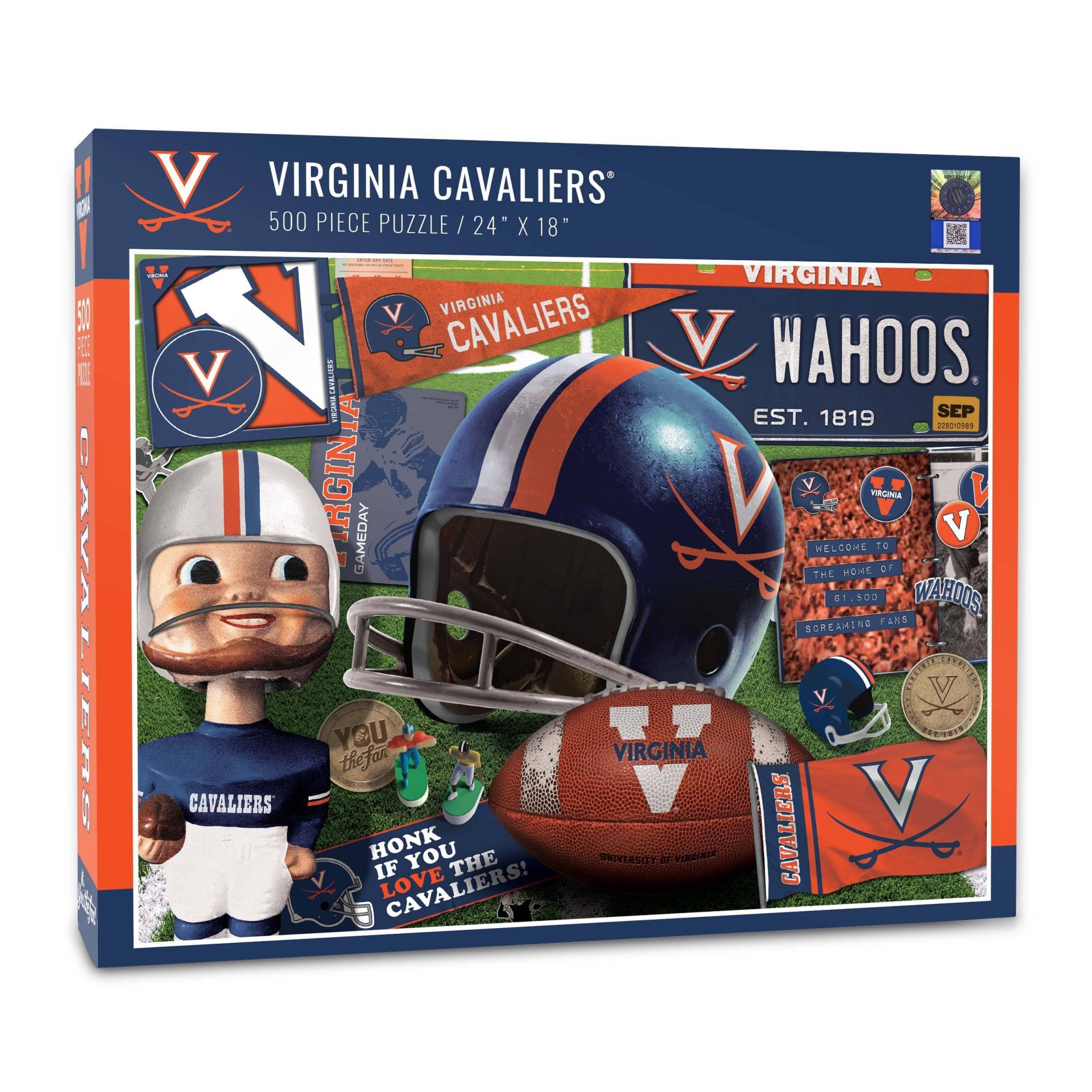 slide 1 of 3, NCAA Virginia Cavaliers Throwback Puzzle, 500 ct