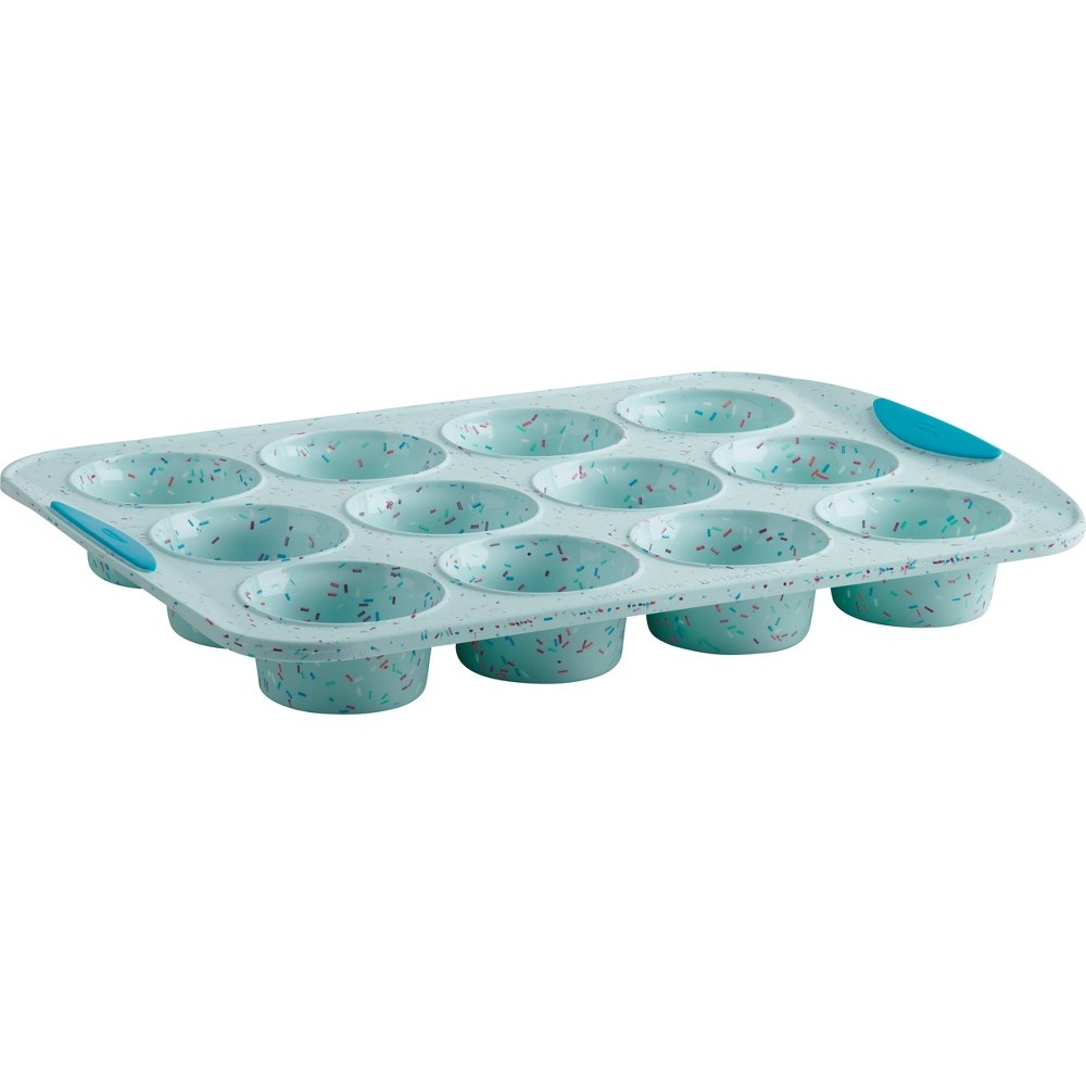 slide 2 of 2, Trudeau Silicone Muffin Pan Blue, 12 ct