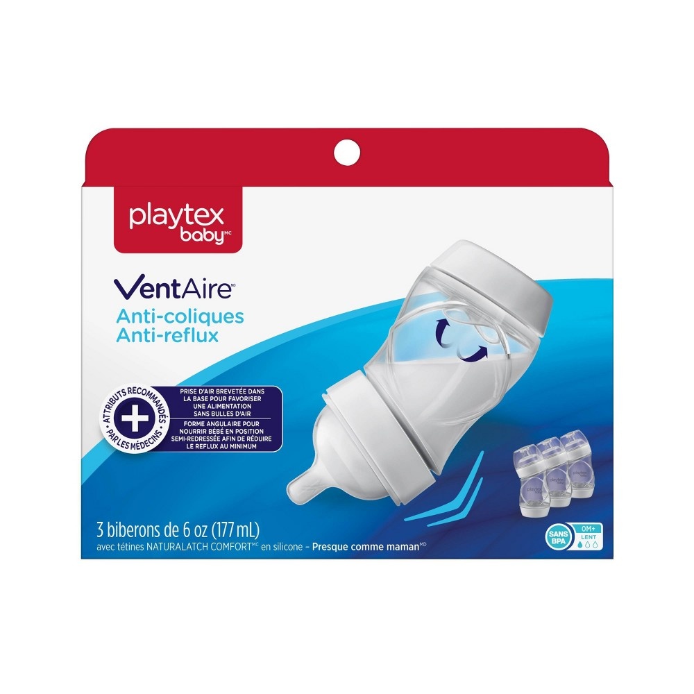 slide 8 of 9, Playtex Baby VentAire Anti-Colic Baby Bottles, 3 ct; 6 oz