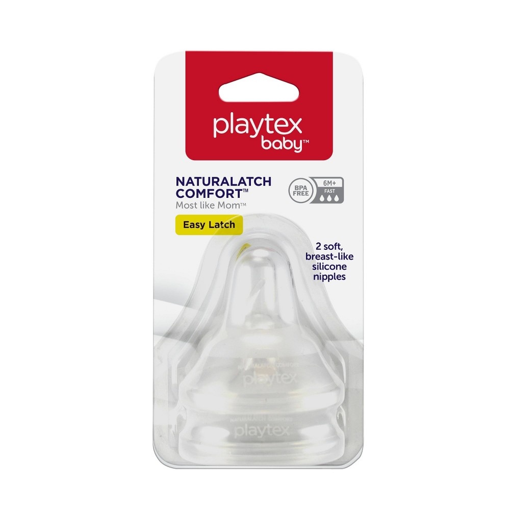 slide 2 of 3, Playtex Baby Naturalatch Silicone Baby Bottle Nipples - Fast Flow, 2 ct