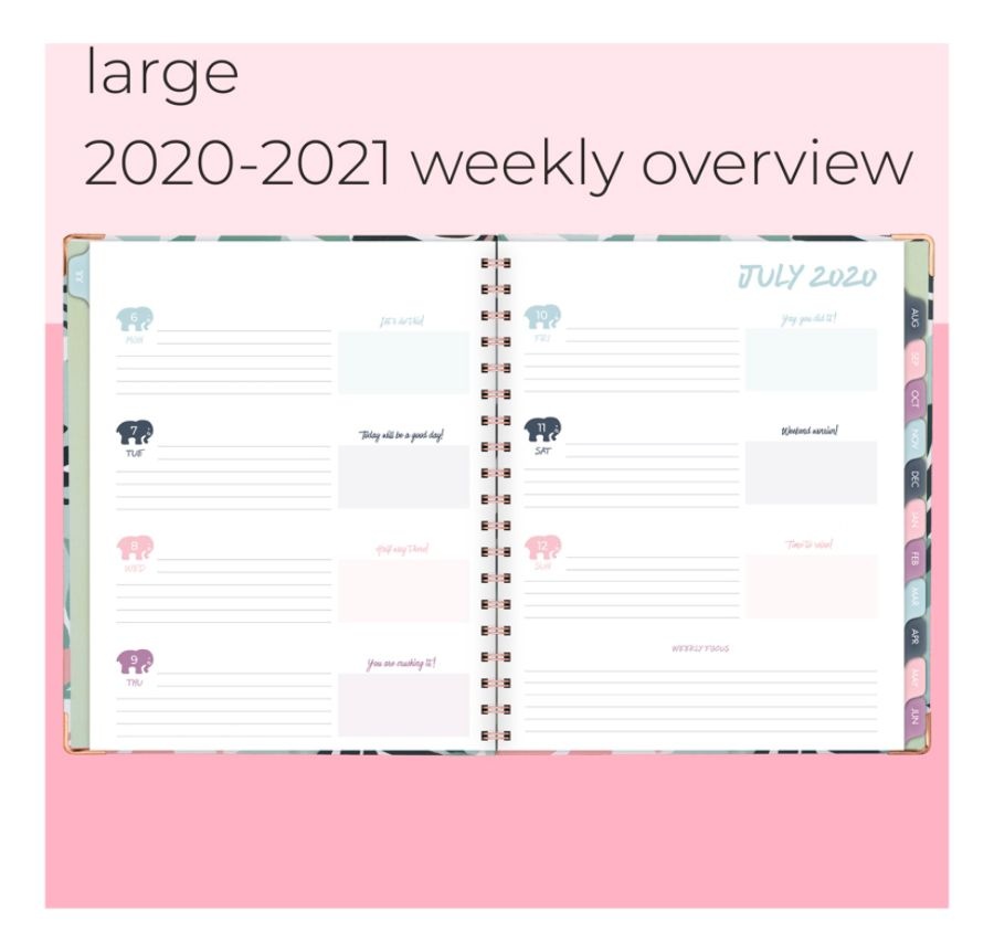 slide 6 of 6, Cambridge Ivory Ella Weekly/Monthly Academic Hardcover Planner, 8'' X 10'', Palm, July 2020 To June 2021, 6382-405A, 1 ct