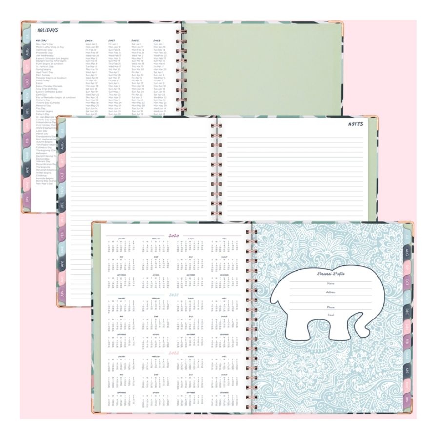 slide 2 of 6, Cambridge Ivory Ella Weekly/Monthly Academic Hardcover Planner, 8'' X 10'', Palm, July 2020 To June 2021, 6382-405A, 1 ct