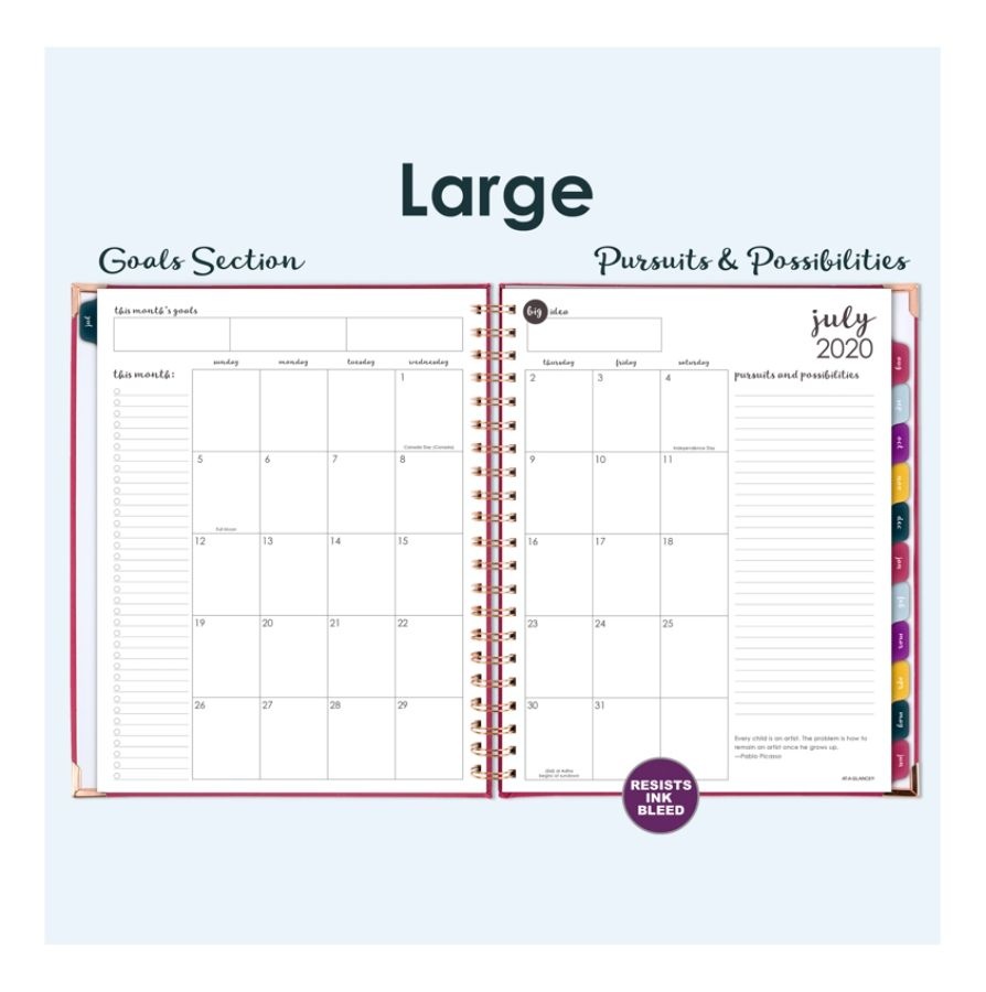 slide 5 of 7, At-A-Glance Harmony 13-Month Academic Weekly/Monthly Planner, 8-1/2'' X 11'', Berry, July 2020 To July 2021, 6099-905A-56, 1 ct