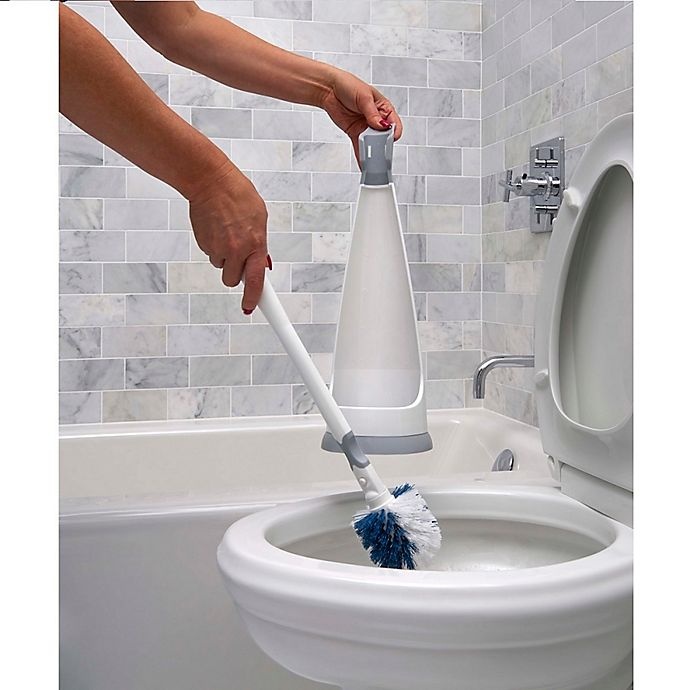 slide 2 of 9, Unger No-Drip Toilet Brush & Caddy Set - White/Grey/Blue, 1 ct