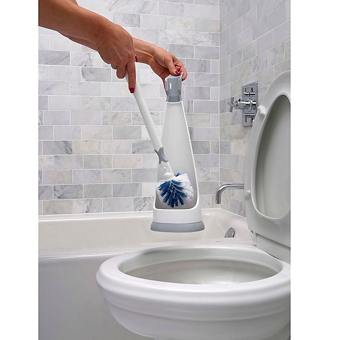 slide 3 of 9, Unger No-Drip Toilet Brush & Caddy Set - White/Grey/Blue, 1 ct