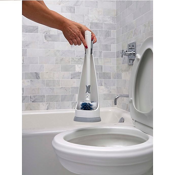 slide 5 of 9, Unger No-Drip Toilet Brush & Caddy Set - White/Grey/Blue, 1 ct