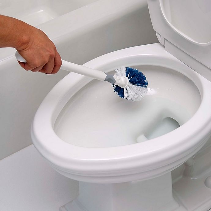 slide 7 of 9, Unger No-Drip Toilet Brush & Caddy Set - White/Grey/Blue, 1 ct