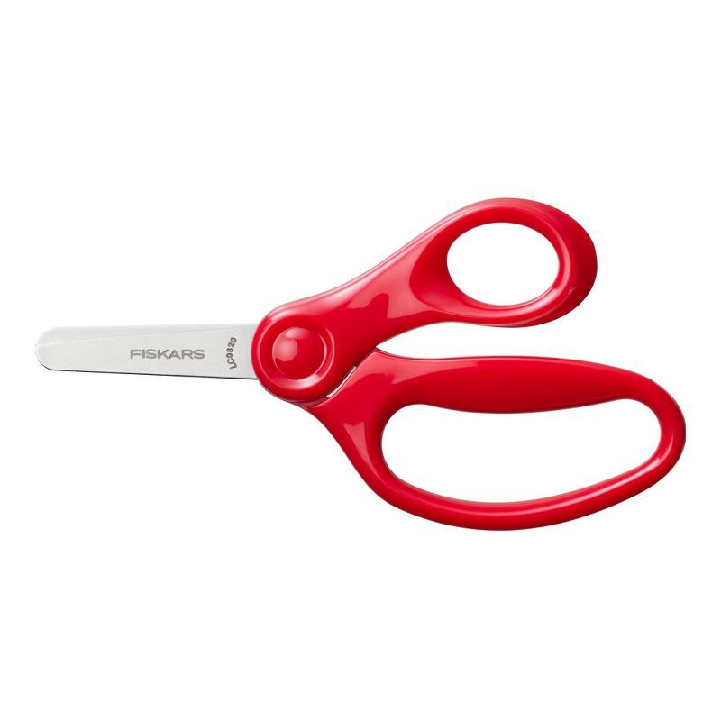 slide 3 of 8, Fiskars Kids' 5'' Blunt Tip Scissors - Red: Safety Child School Supplies, Left-Handed, Toddler-Friendly, Lifetime Warranty, 1 ct