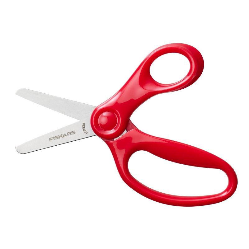 slide 4 of 8, Fiskars Kids' 5'' Blunt Tip Scissors - Red: Safety Child School Supplies, Left-Handed, Toddler-Friendly, Lifetime Warranty, 1 ct