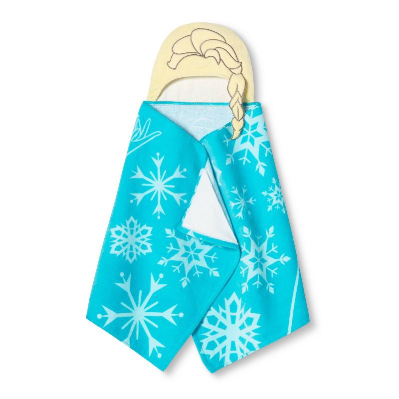 slide 1 of 3, Frozen Elsa Kids' Hooded Bath Towel Blue, 1 ct