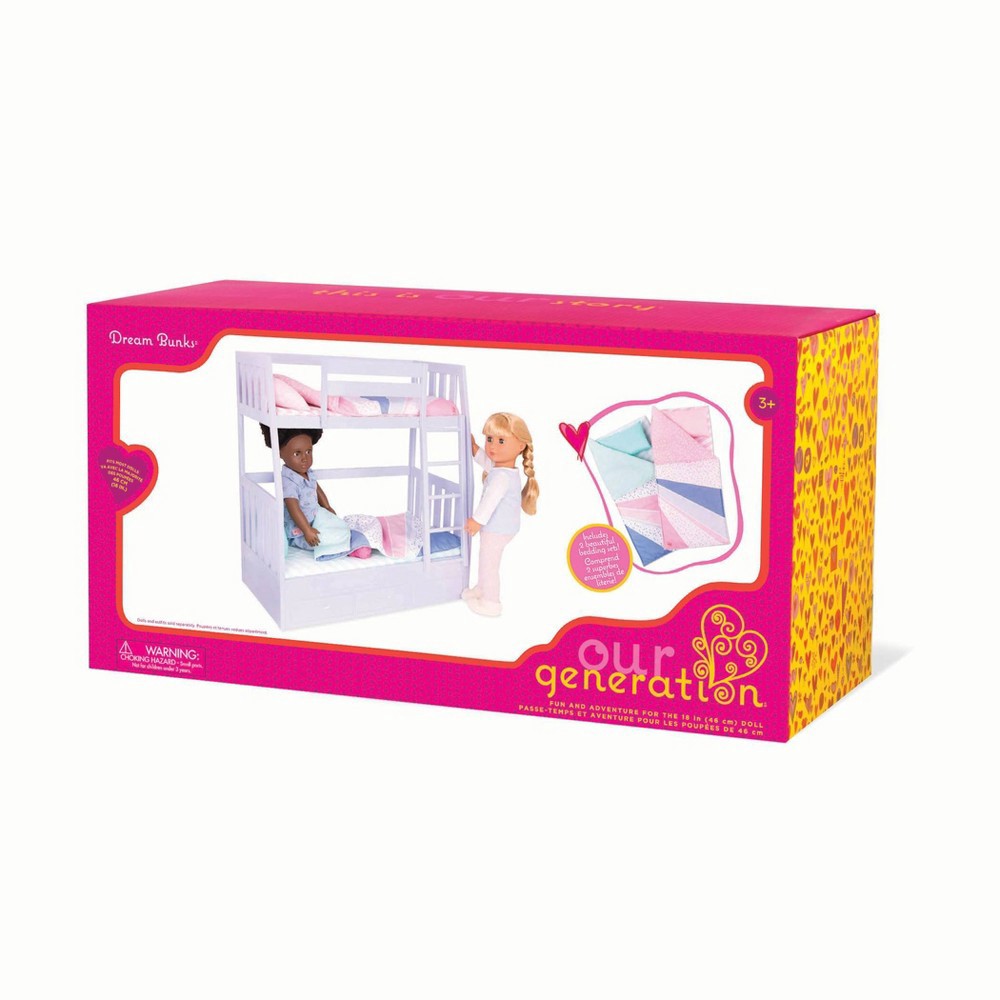 slide 3 of 5, Our Generation Bunk Beds for 18" Dolls - Lilac Dream Bunks, 1 ct
