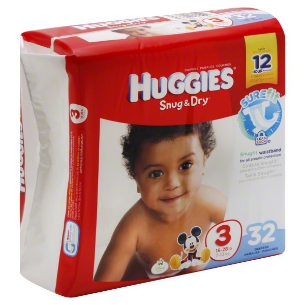 slide 1 of 1, Huggies Snug & Dry Jumbo Diapers Size 3, 32 ct