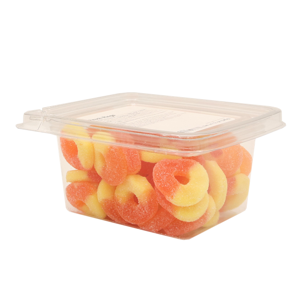 slide 1 of 1, Hy-Vee Peach Rings, 12 oz