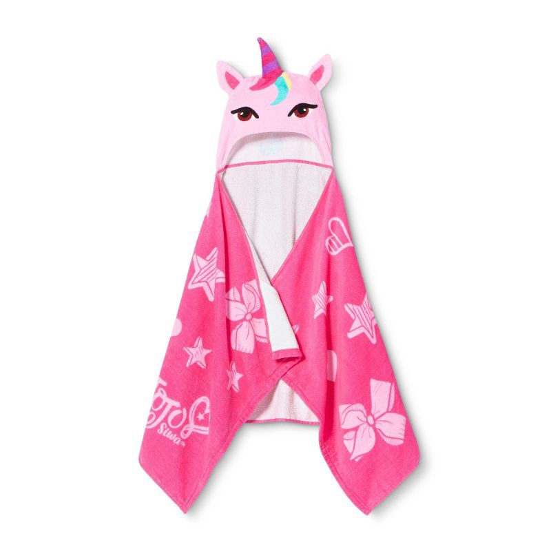 slide 1 of 3, JoJo Siwa Unicorn Kids' Hooded Bath Towel Pink, 1 ct