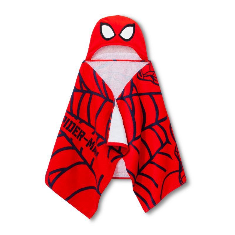 slide 1 of 3, Marvel Spider-Man Kids' Hooded Bath Towel Red, 1 ct