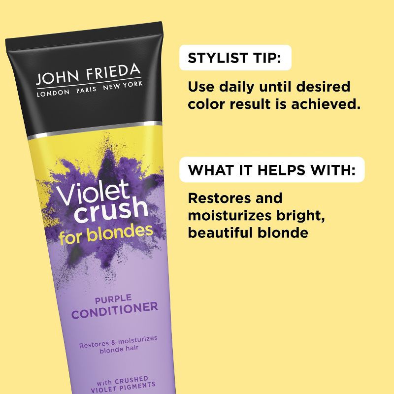 slide 3 of 5, John Frieda Violet Crush for Blondes Conditioner with Violet Pigments, Knock Out Brassy Tones Purple - 8.3 fl oz, 8.3 fl oz