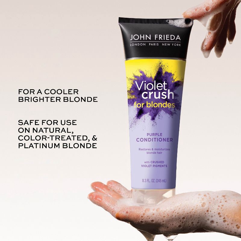 slide 5 of 9, John Frieda Violet Crush for Blondes Conditioner with Violet Pigments, Knock Out Brassy Tones Purple - 8.3 fl oz, 8.3 fl oz