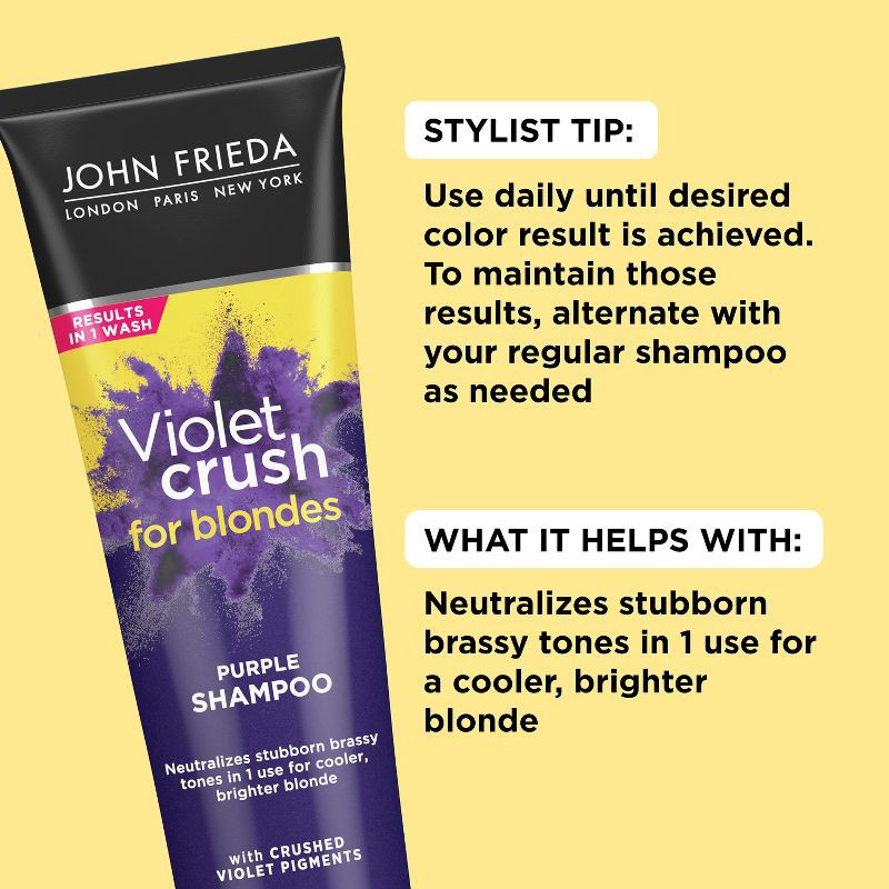 slide 3 of 4, John Frieda Violet Crush for Blondes Shampoo for Blonde Hair, Knock Out Brassy Tones Purple - 8.3 fl oz, 8.3 fl oz