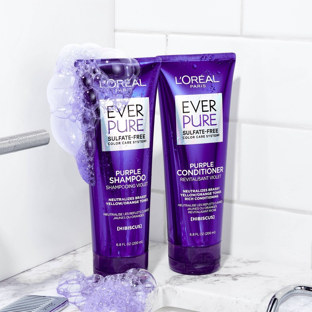 slide 4 of 9, L'Oreal Paris EverPure Sulfate Free Purple Shampoo for Colored Hair - 6.8oz, 6.8 fl oz