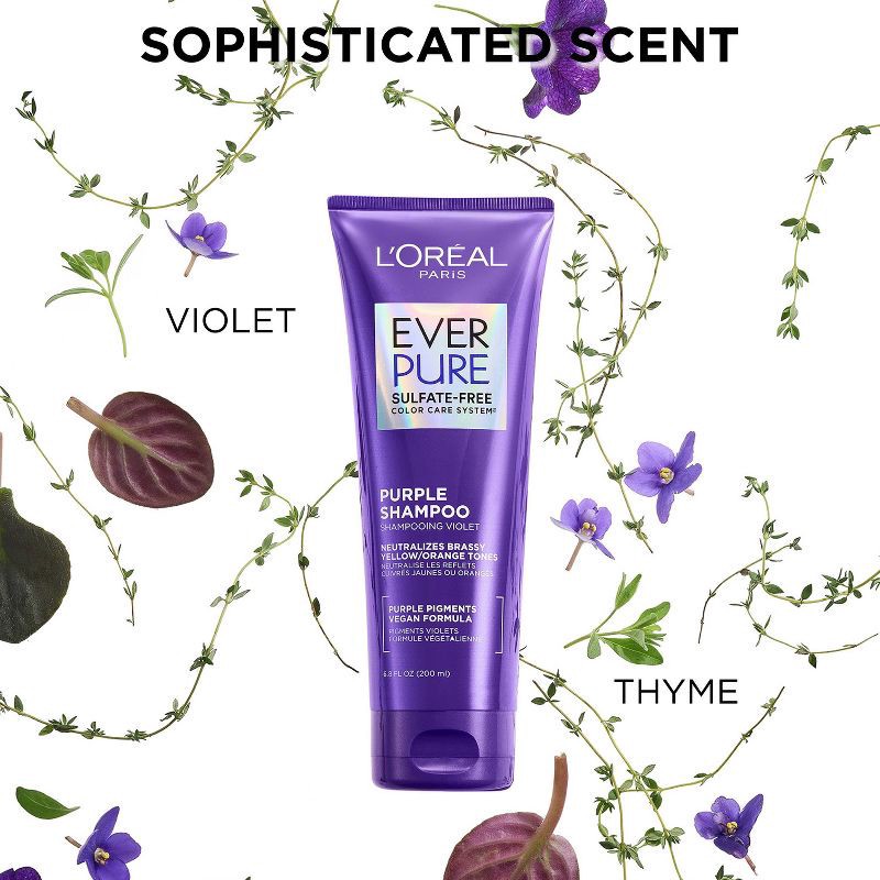 slide 7 of 10, L'Oreal Paris EverPure Sulfate Free Purple Shampoo for Colored Hair - 6.8 fl oz, 6.8 fl oz