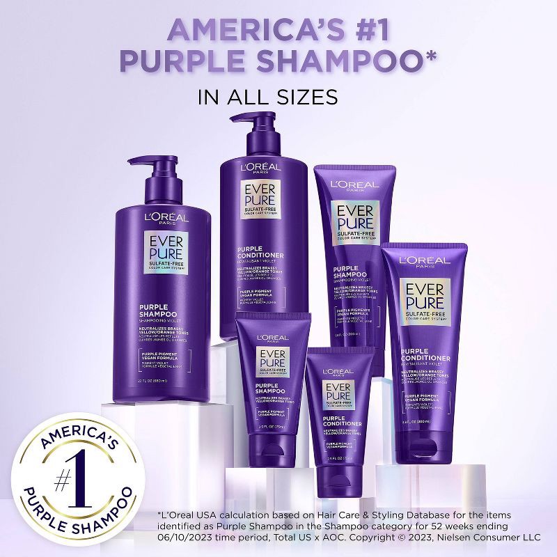 slide 8 of 10, L'Oreal Paris EverPure Sulfate Free Purple Shampoo for Colored Hair - 6.8 fl oz, 6.8 fl oz
