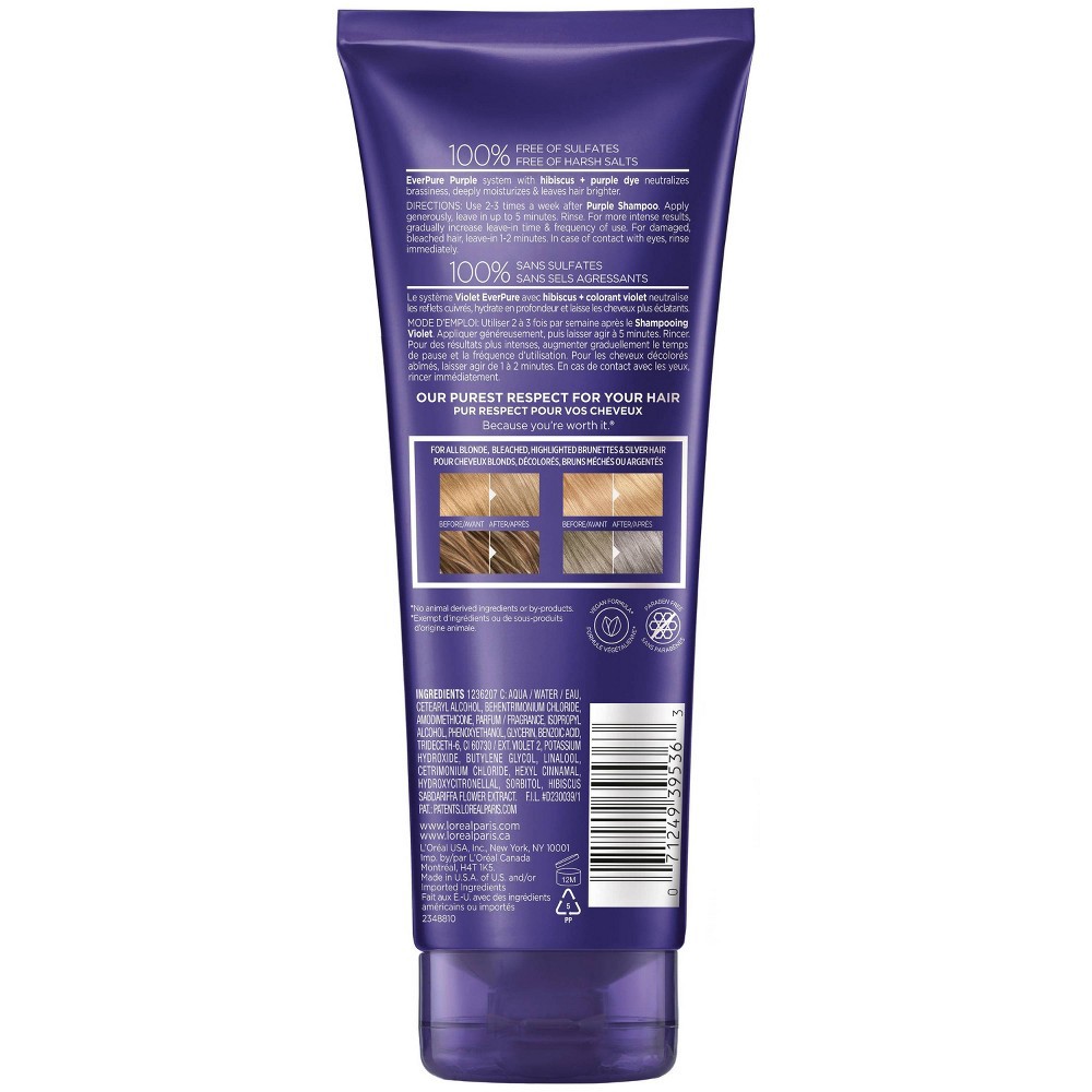 slide 2 of 10, L'Oreal Paris EverPure Sulfate Free Purple Conditioner for Colored Hair - 6.8oz, 6.8 fl oz