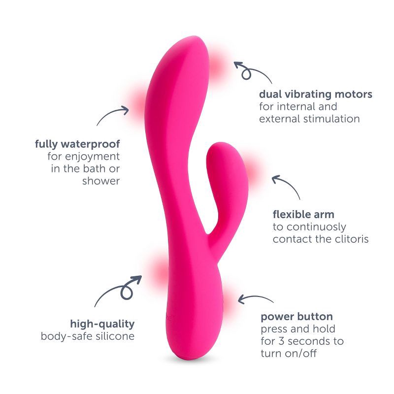 slide 6 of 11, plusOne Waterproof and Rechargeable Dual Rabbit Vibrator, 1 ct