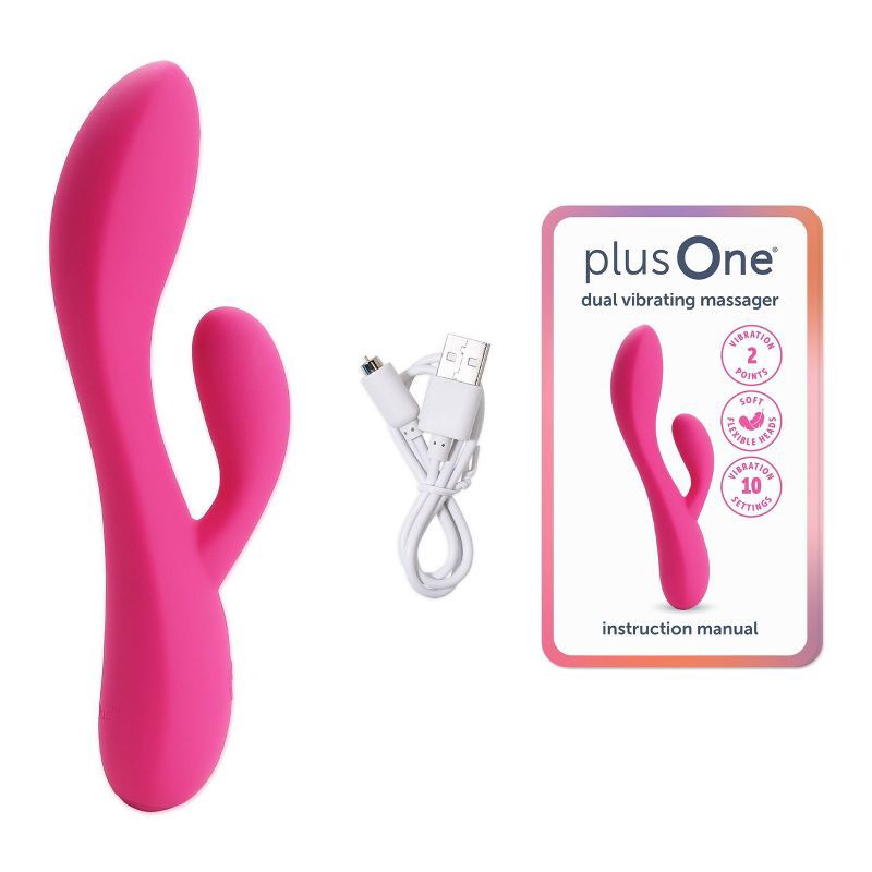 slide 8 of 11, plusOne Waterproof and Rechargeable Dual Rabbit Vibrator, 1 ct